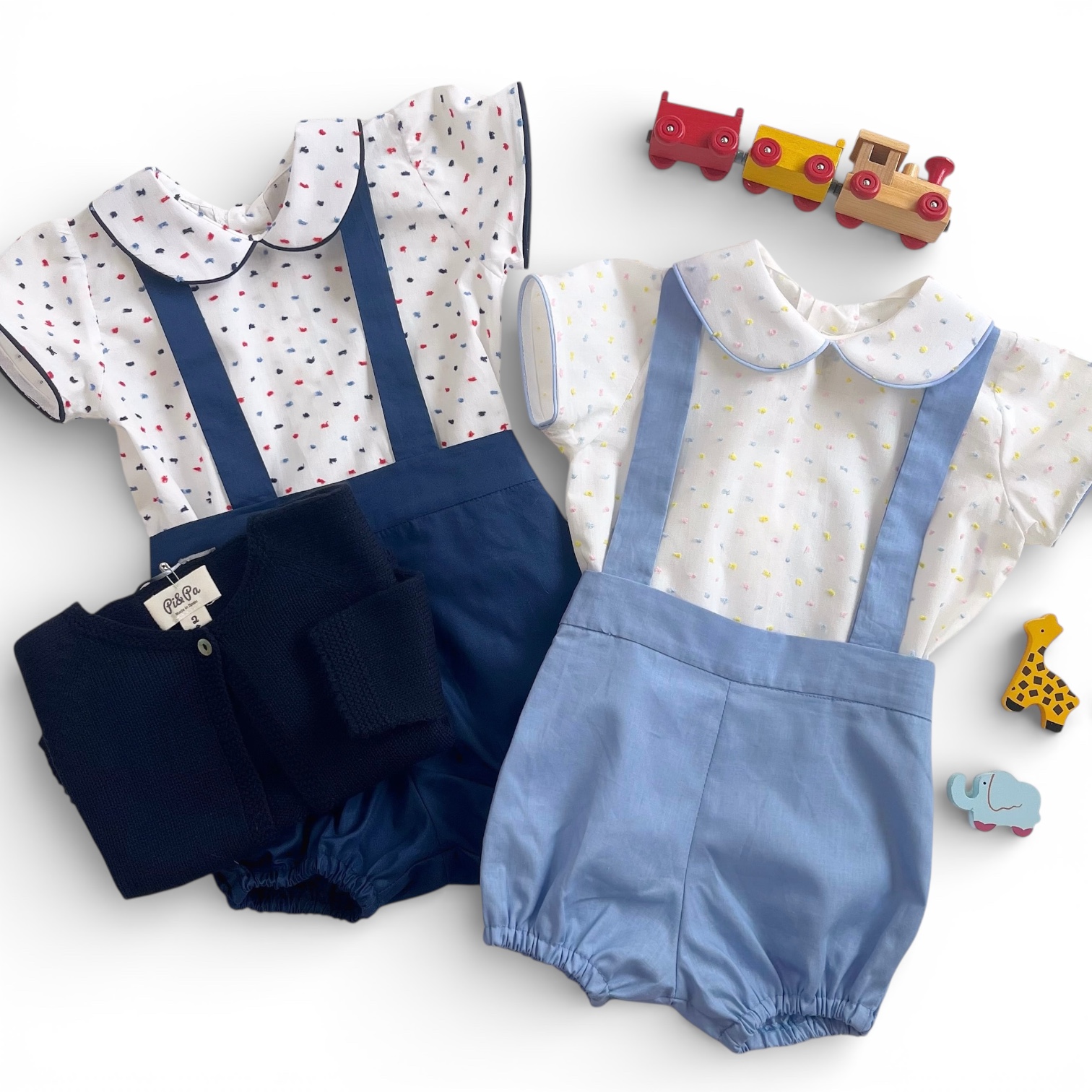 Baby Boy オーバーオール＆シャツ セットアップ｜Belan サイズ: 12M(80cm）, カラー: Navy