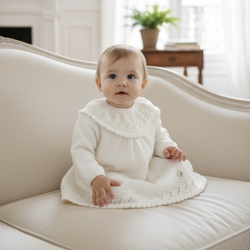  【Last 6M】 Isabel Ivory ベビーワンピース｜Foque サイズ: 6M(65cm)