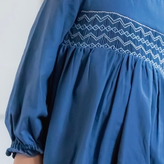  Blue Josephine Smocked Dress｜Marie Puce サイズ: 2Y(92cm)