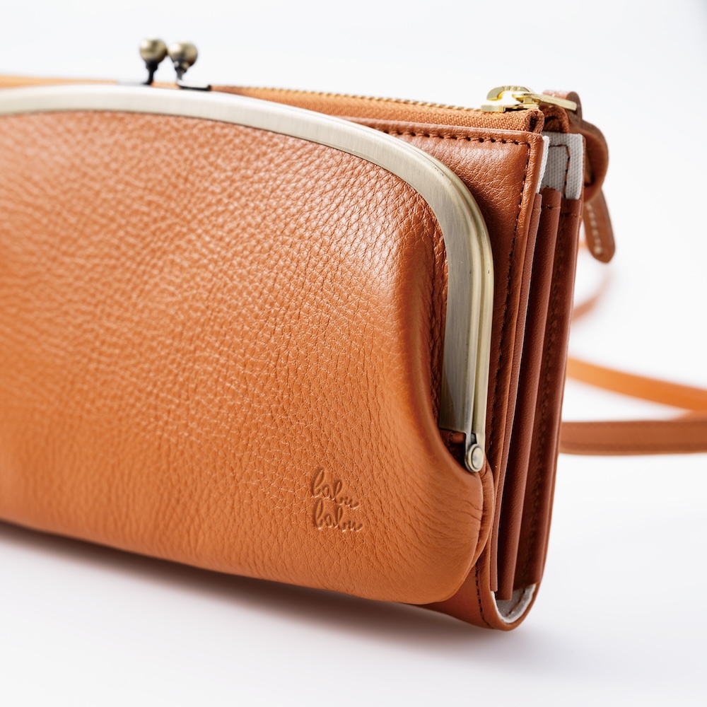 お財布ショルダー がまくちマホン【アムレット＆肩パット付き】 カラー: キャメル