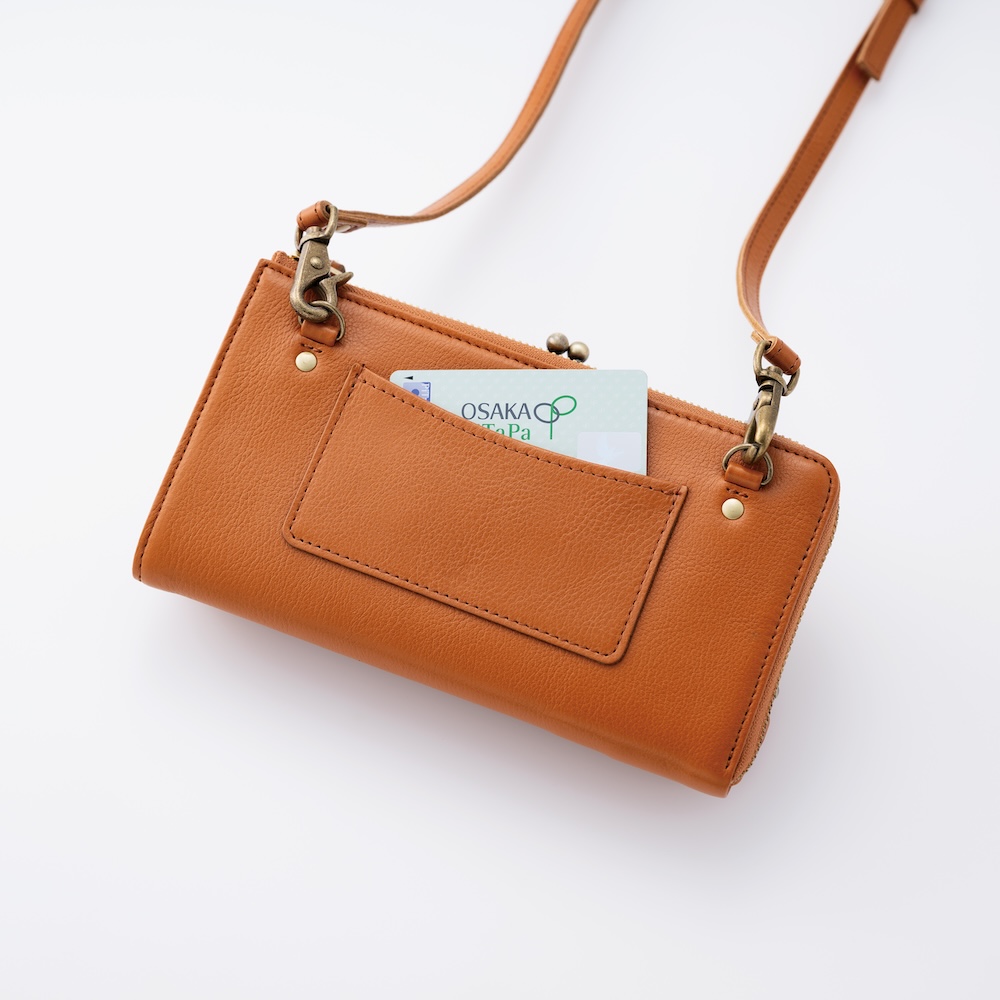 お財布ショルダー がまくちマホン【アムレット＆肩パット付き】 カラー: キャメル