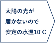 太陽の光が届かないので安定の水温10℃