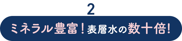 2．ミネラル豊富！表層水の数十倍！