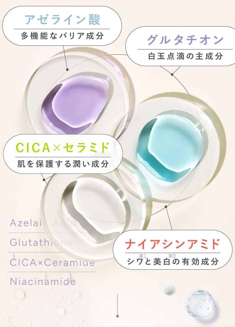アゼライン酸 グルタチオン CICA×セラミド ナイアシンアミド