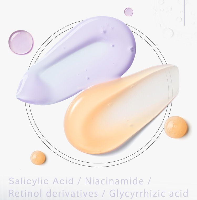 Salicylic Acid / Niacinamide / Retinol derivatives / Glycyrrhizic acid