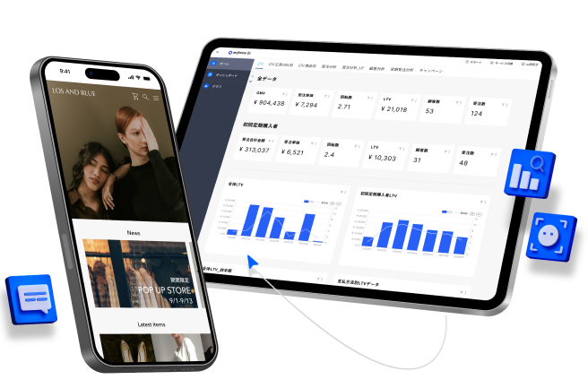 サイト制作・EC運用・売上成長の3ステップを示す図