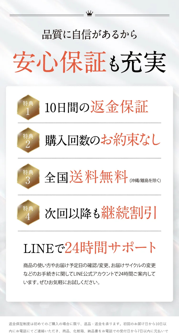 品質に自信があるから安心保証も充実