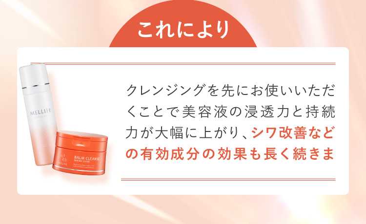 シワ改善などの有効成分の効果も長く続きます