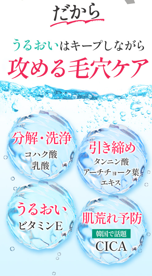 だから うるおいはキープしながら攻める洗顔ケア 分解・洗浄 引き締め うるおい 肌荒れ予防