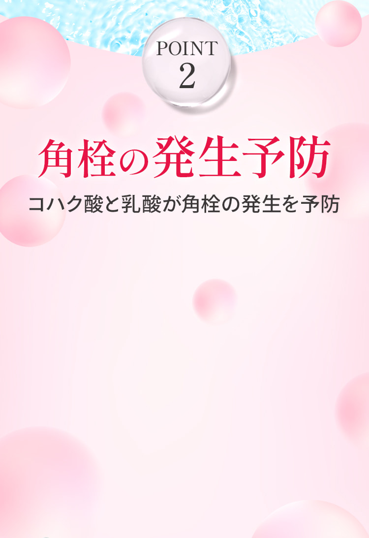 point2 角栓の発生予防 コハク酸と乳酸が角栓の発生を予防