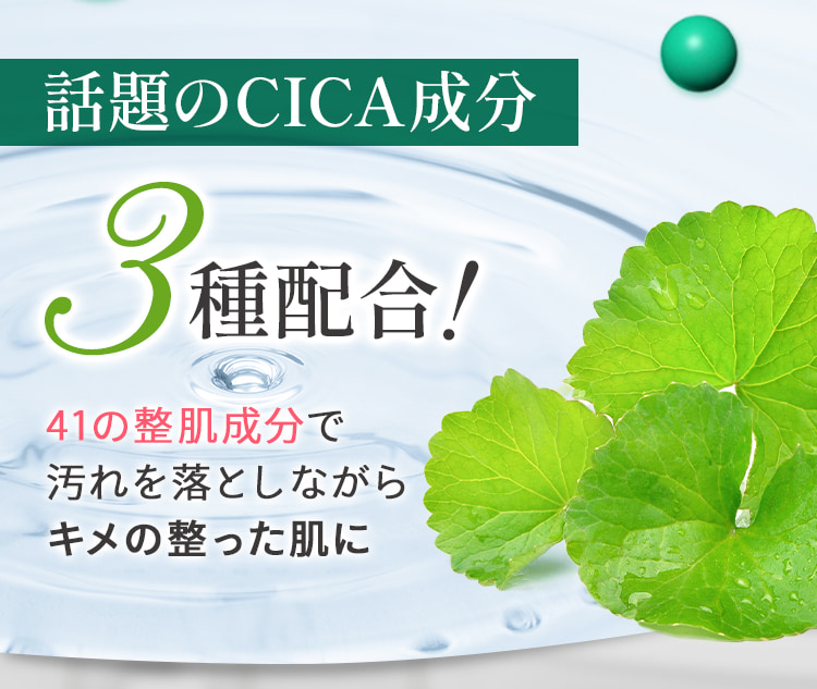 話題のCICA成分3種配合 41の整肌成分で汚れを落としながらキメの整った肌に