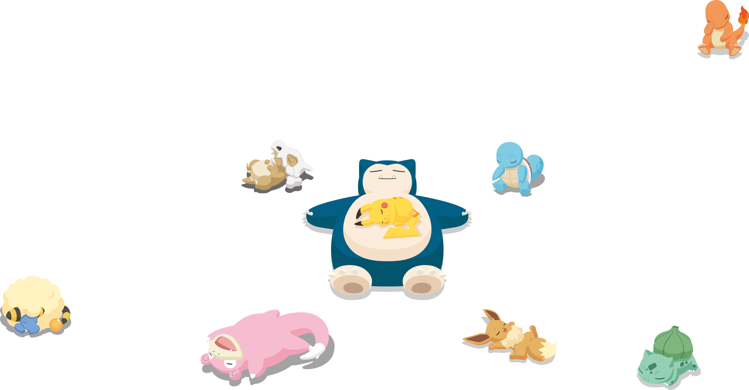 眠るポケモンたちのイラスト