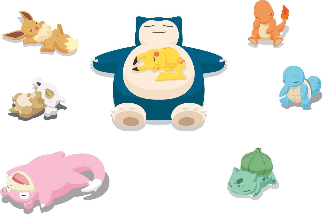 眠るポケモンたちのイラスト