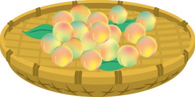 青梅が盛られた籠のイラスト