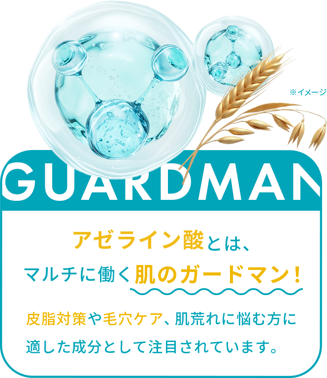 アゼライン酸とは、 マルチに働く肌のガードマン！皮脂対策や毛穴ケア、肌荒れに悩む方に適した成分として注目されています。