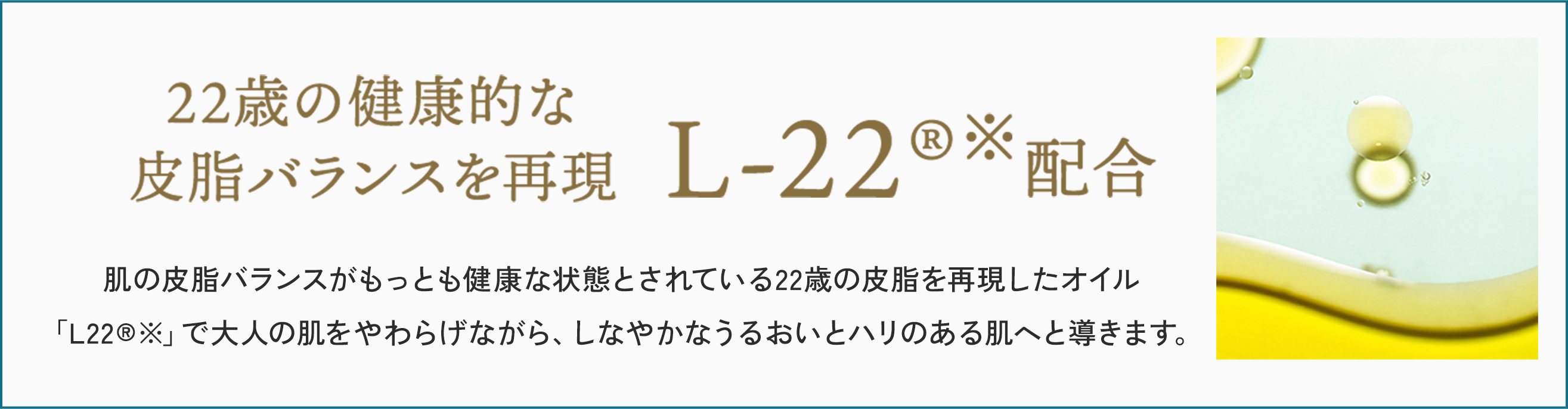 22歳の健康的な皮脂バランスを再現 L-22®配合