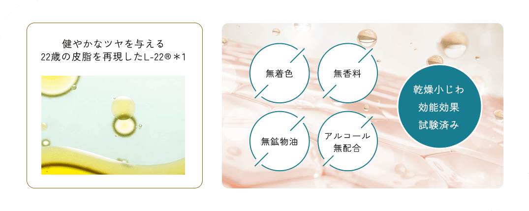健やかなツヤを与える22歳の皮脂を再現したL-22®
