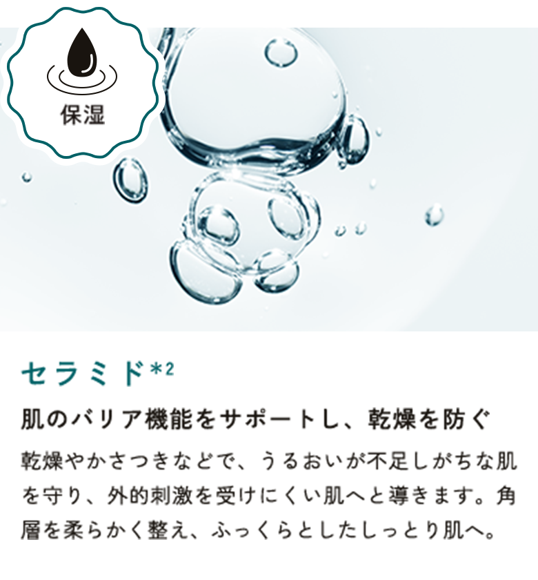 セラミド＊2 肌のバリア機能をサポートし、乾燥を防ぐ