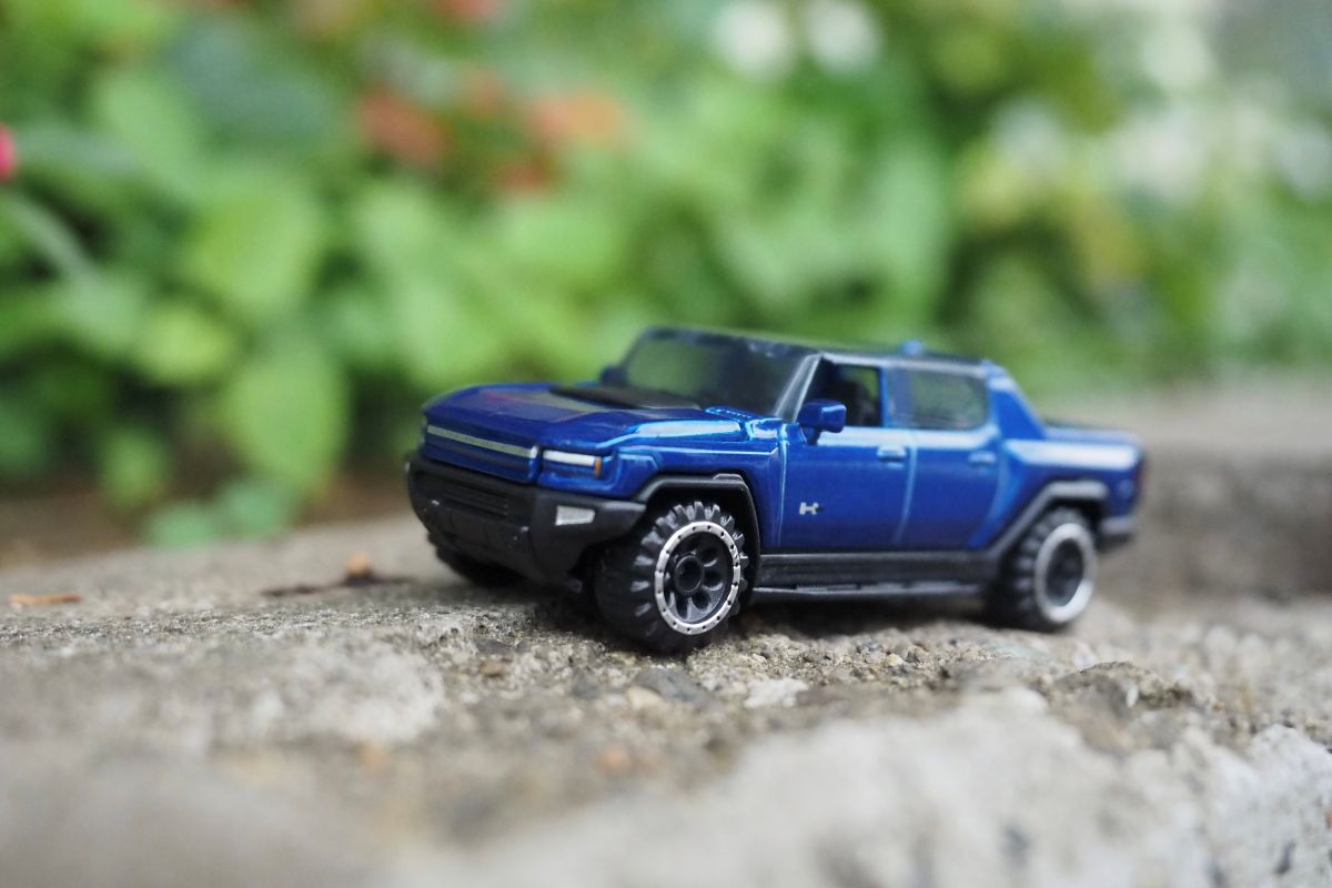 ローアングルで撮影したミニカー