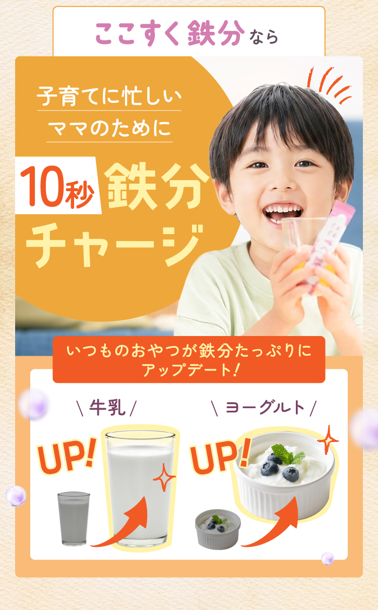 ここすく鉄分なら子育てに忙しいママのために10秒鉄分チャージ