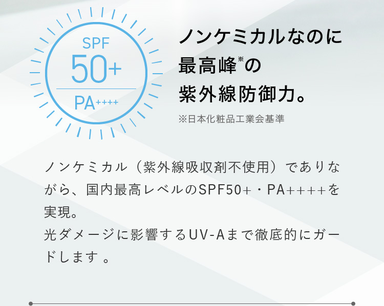 ノンケミカルなのに最高峰※の紫外線防御力。