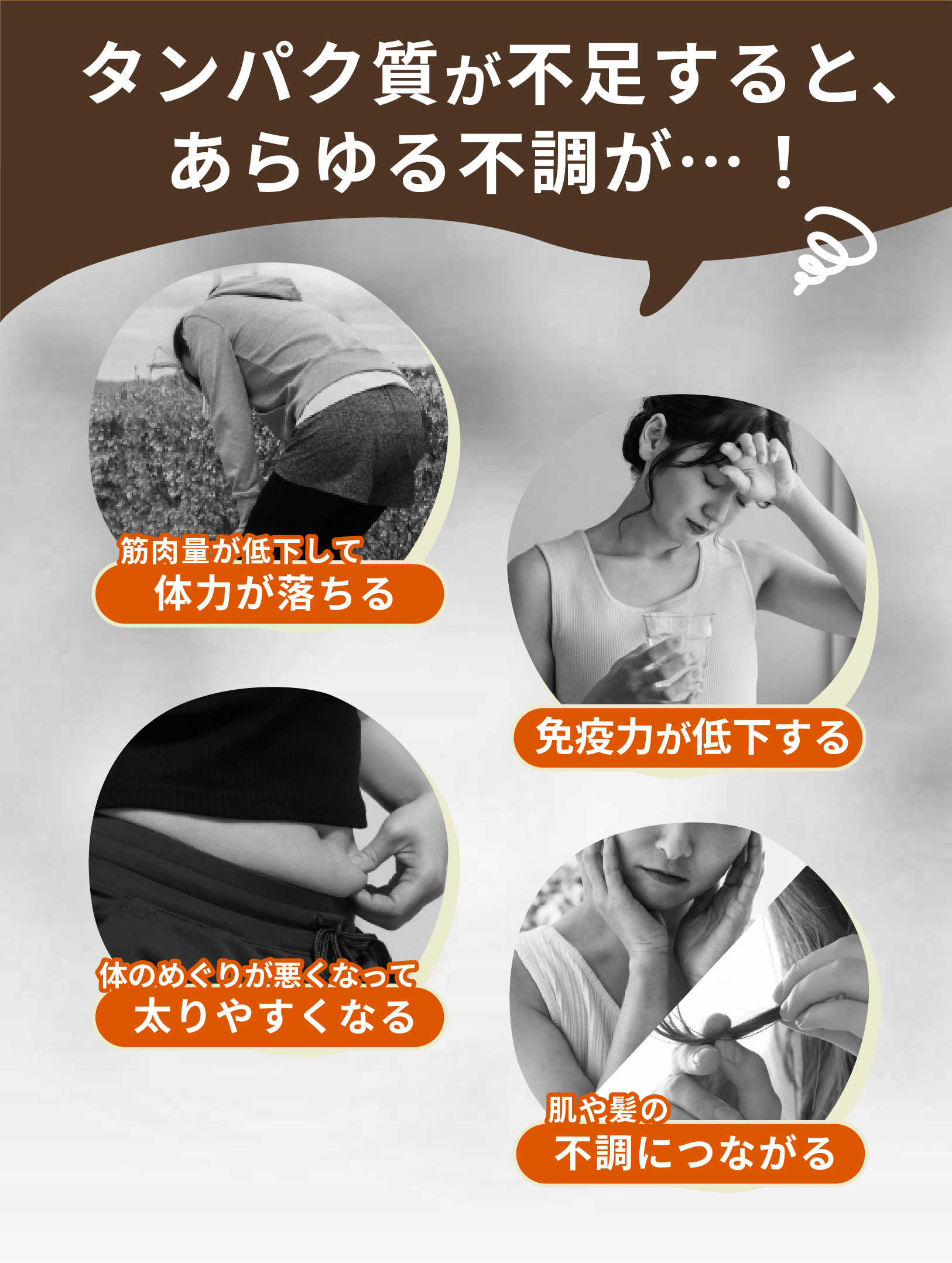 タンパク質が不足すると、あらゆる不調が...!