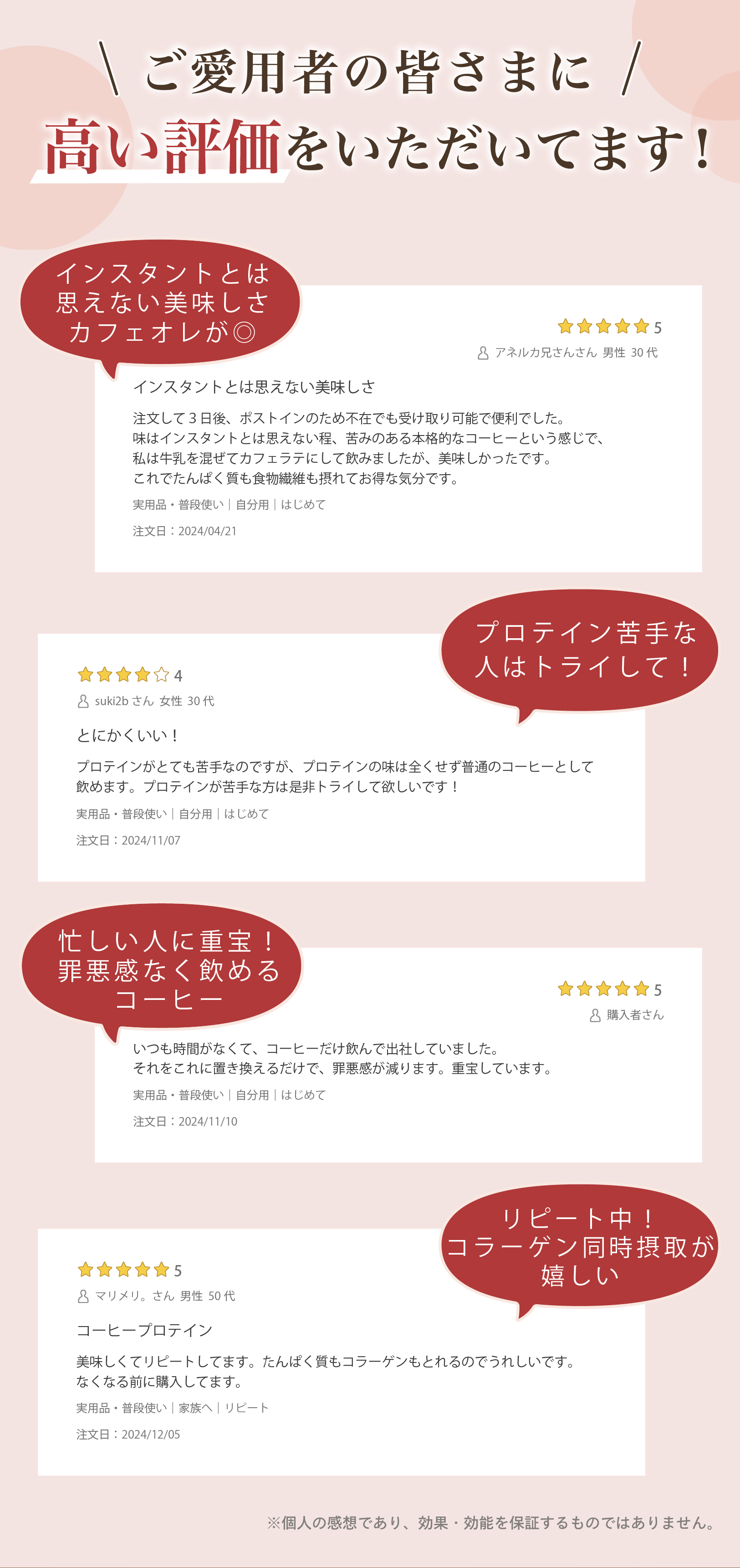 ご愛用者の皆さまに高い評価をいただいてます!