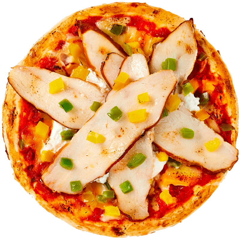 スモークチキンと5種チーズのピザ