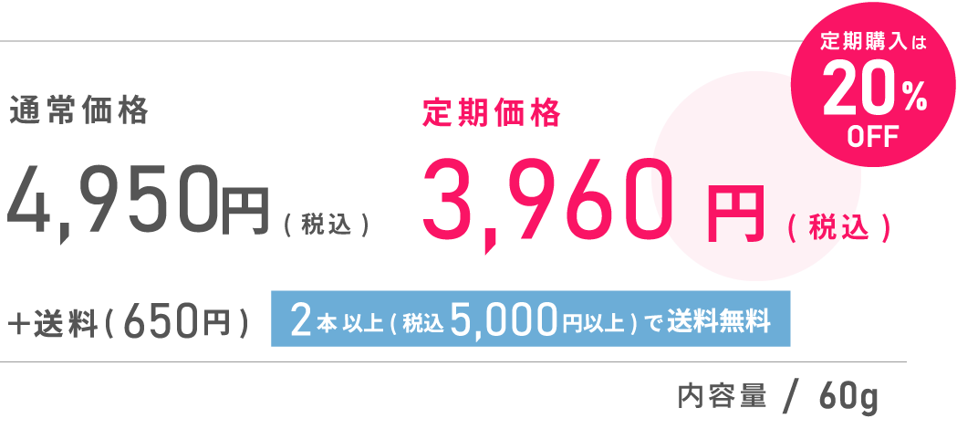 通常価格 4,813円 20% OFF 定期価格3,850円（税込）＋送料（650円）内容量：100mL