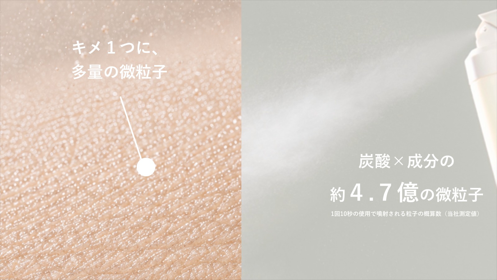キメ1つに、多量の微粒子。炭酸×成分の約4.7億の微粒子