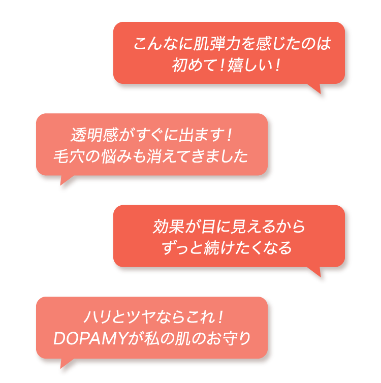 こんなに肌弾力を感じたのは初めて！嬉しい！