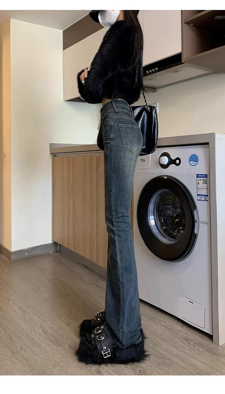 ウォッシュハイウエストフレアデニム