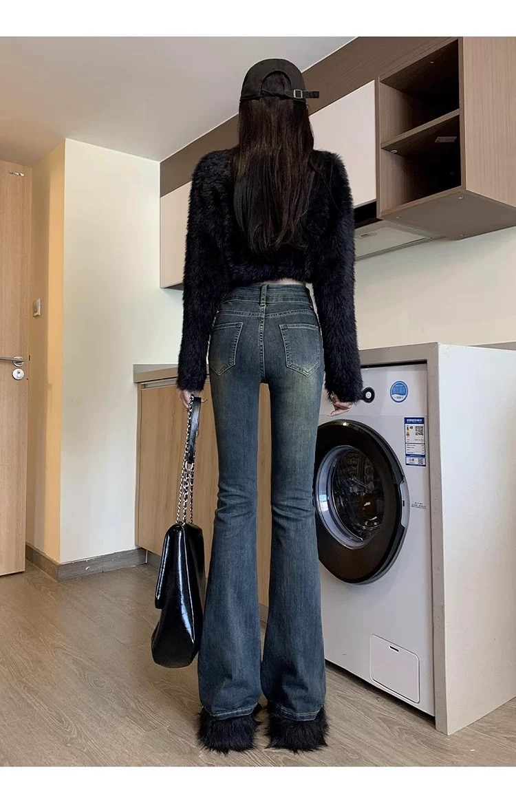 ウォッシュハイウエストフレアデニム