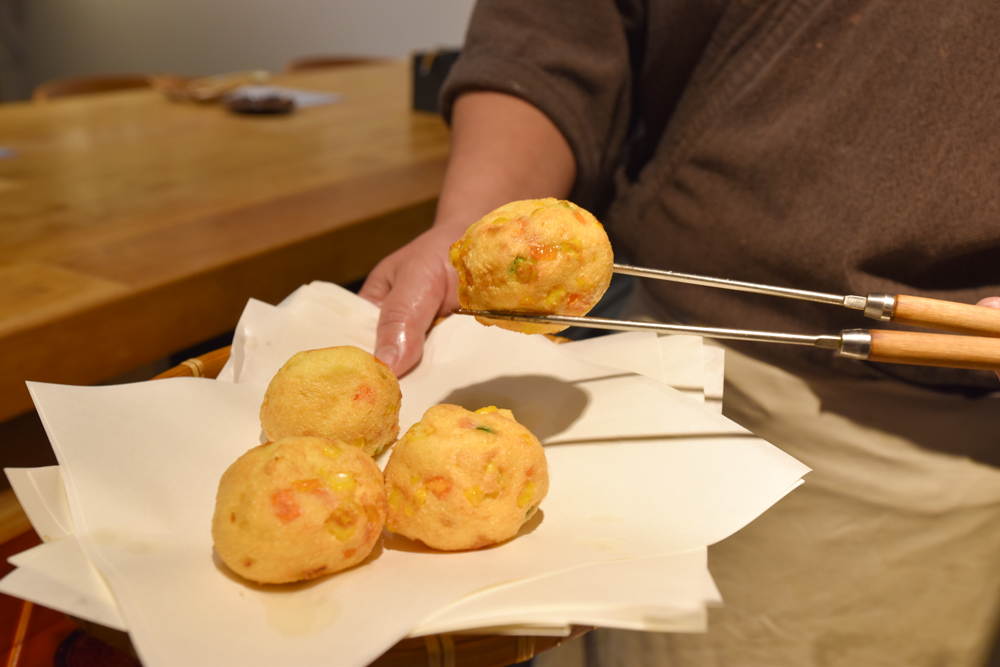 揚げたての季節野菜のがんもどき