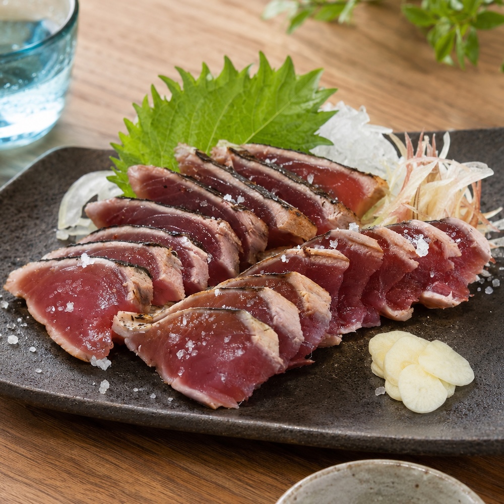藁焼きカツオ 塩たたきスライス 塩ポン酢｜1パック（75g）