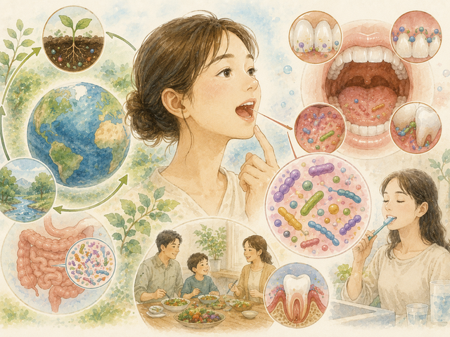 口の中も一つの生態系であることを表すイメージ