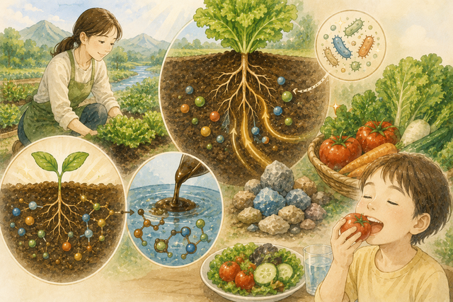 土の中で野菜が育つ様子を表すイメージ