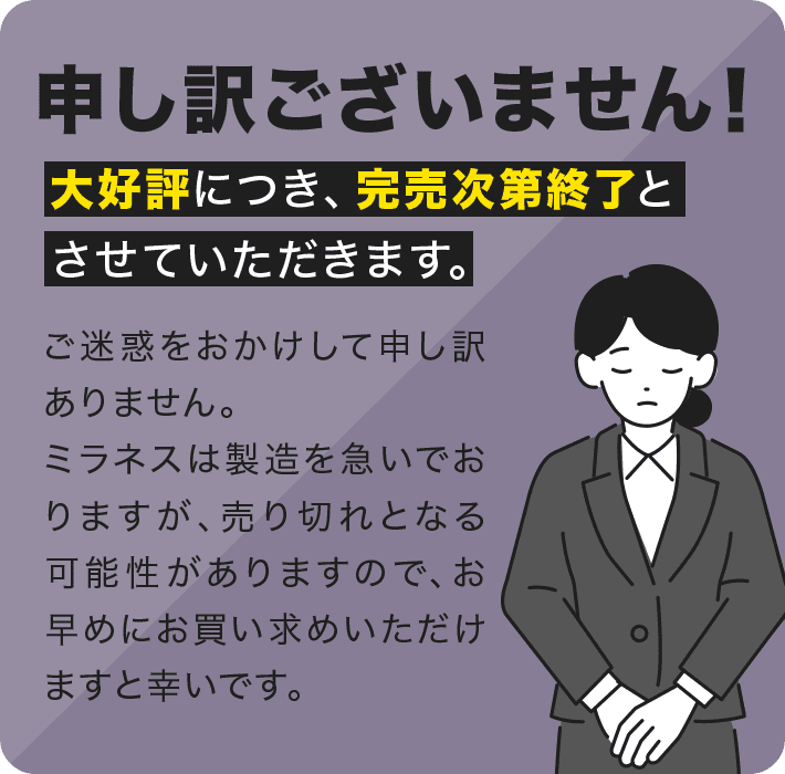 申し訳ございません！大好評につき、完売次第終了と させていただきます。
