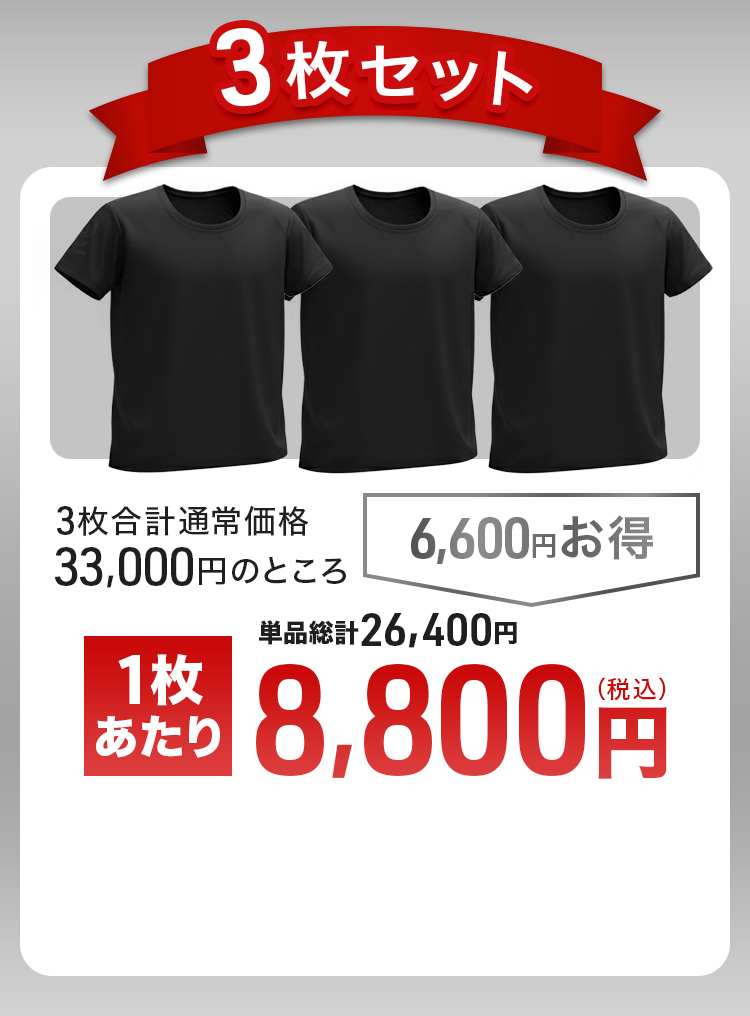 3枚セット 3枚合計通常価格 33,000円のところ 4,950円お得 1枚 あたり 単品総計26,400円 8,800円（税込）