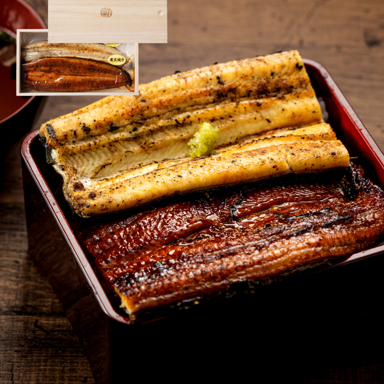 ＜桐箱紅白セット＞鹿児島県産 特上炭火うなぎ 蒲焼き+白焼き