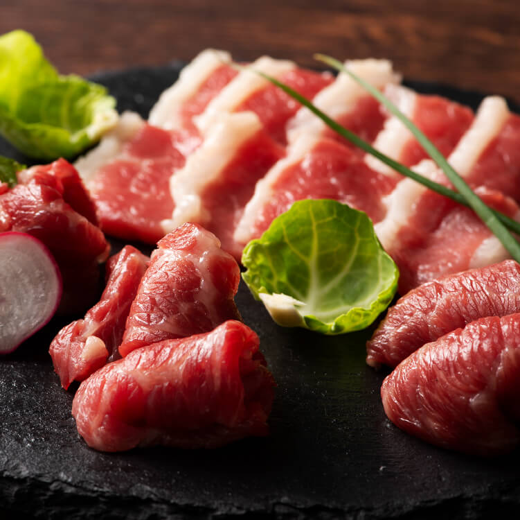 熊本　馬刺しの食べ比べ（ふじ馬刺し中トロ・ふじ馬刺しフタエゴ）各80g×3P　 タレ・生姜付