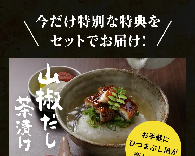 今だけ特別な特典をセットでお届け!山椒だし茶漬け