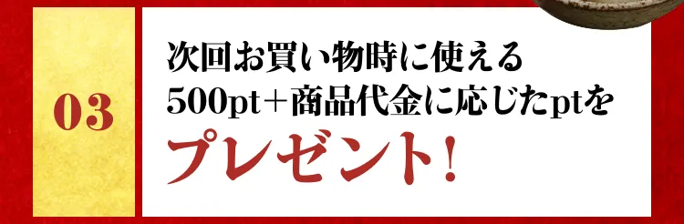 次回お買物時に使える500pt+賞金代金分ptをプレゼント