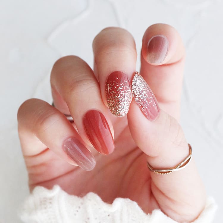 ルージュ×グレージュグリッター