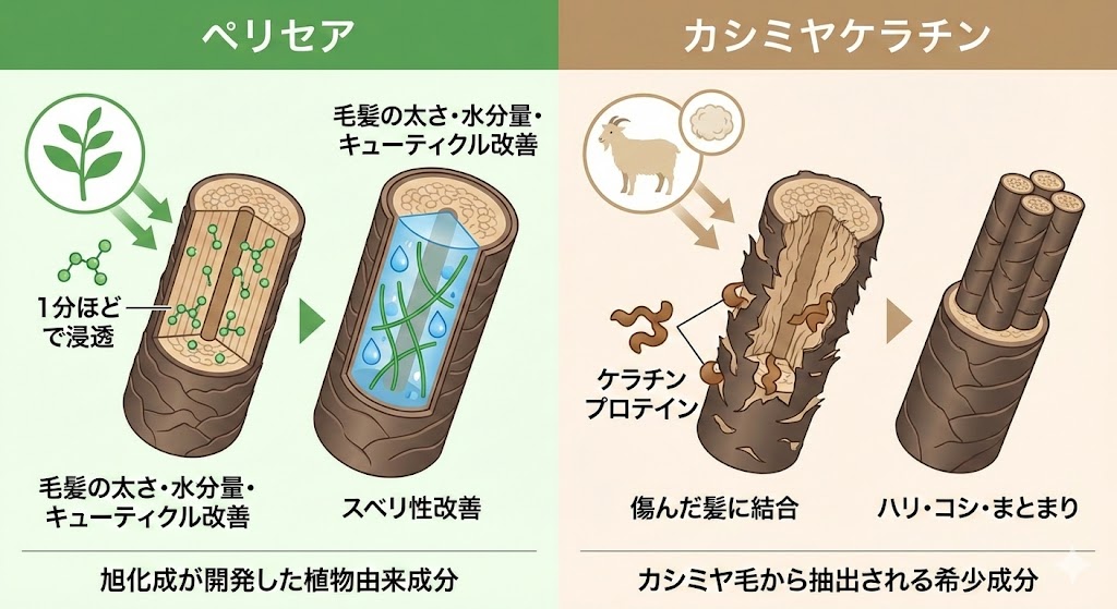 カシミヤケラチンとペリセアの説明