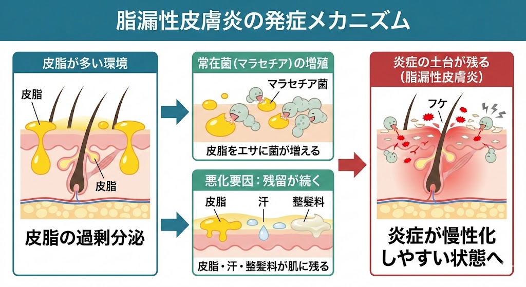 脂漏性皮膚炎のメカニズム