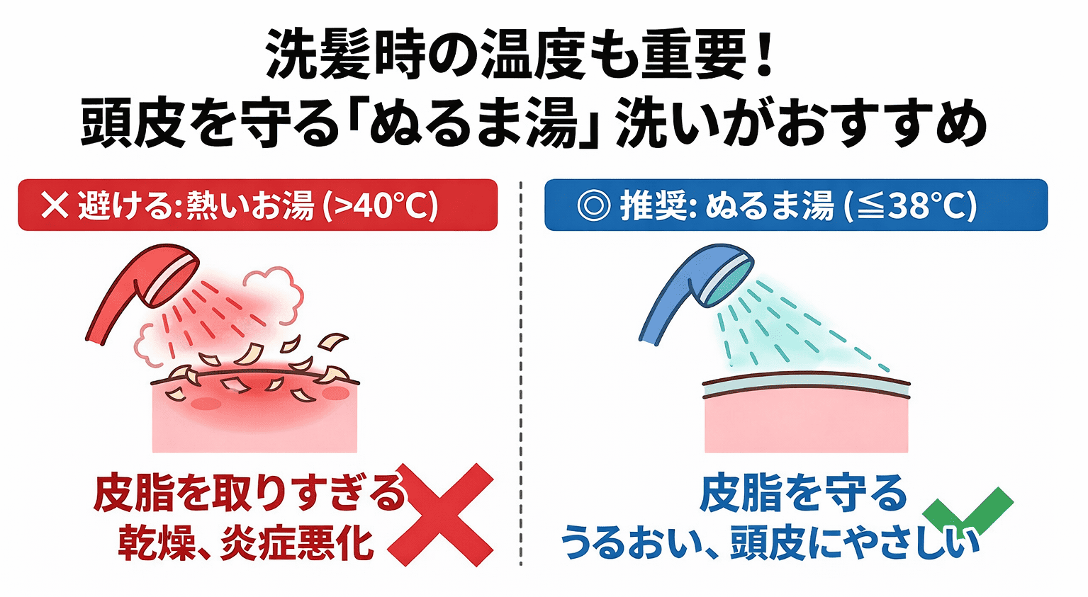 シャワー熱すぎはダメ