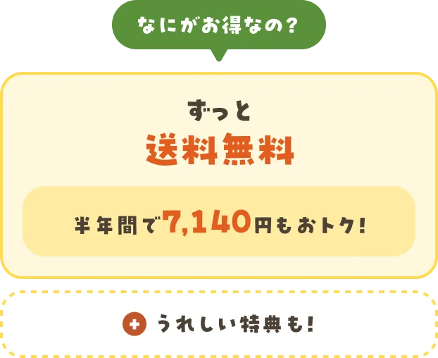 ずっと送料無料 半年間で9,140円もおトク!+うれしい特典も!