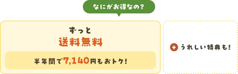 ずっと送料無料 半年間で9,140円もおトク!+うれしい特典も!