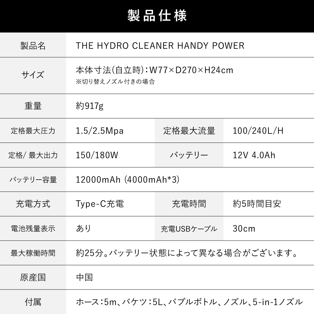 THE HYDRO CLEANER HANDY POWER